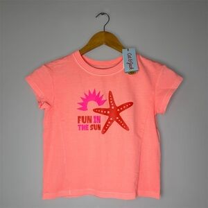 New Cat & Jack Neon Peach Starfish Kids T-Shirt Girls M (8)